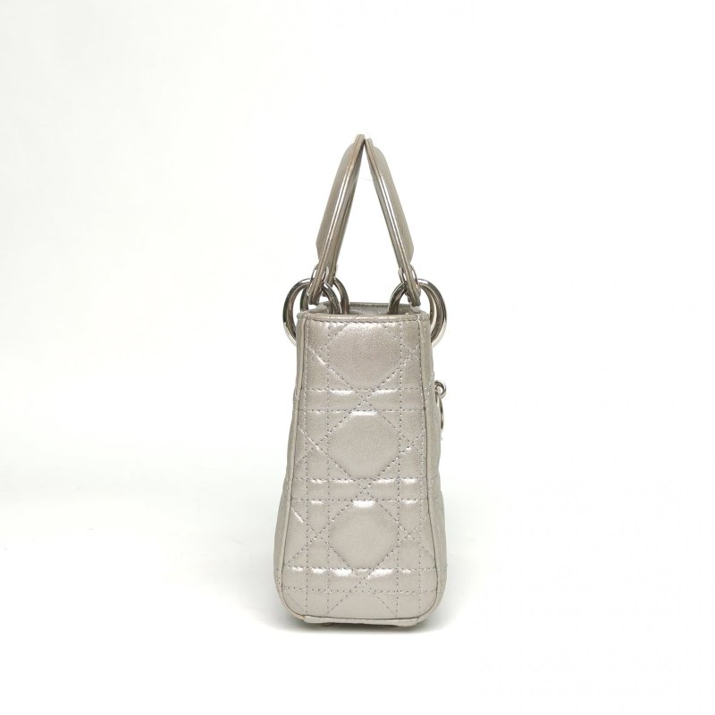 DIOR Lady戴妃包三格灰色科技皮銀扣2016肩背包-3