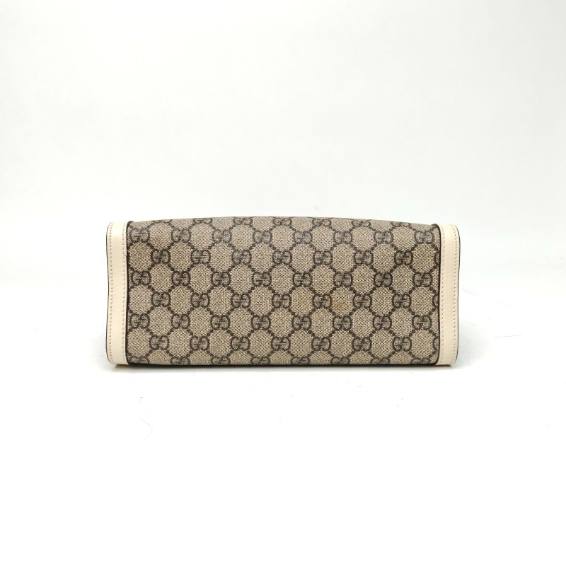 GUCCI Padlock鎖頭包Tote小號26米白色PVC金扣肩背包-4