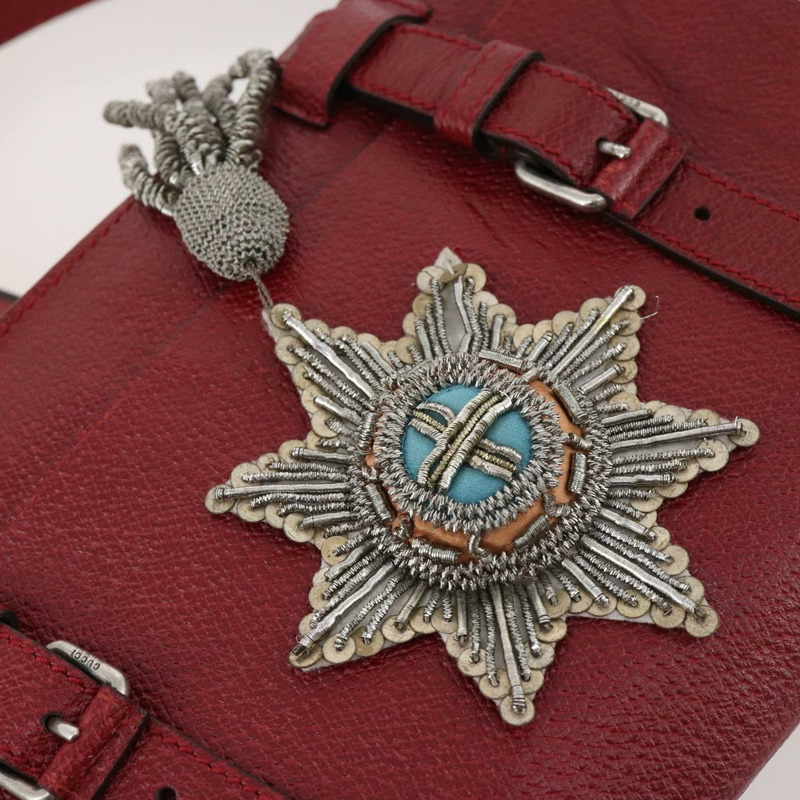 【日本直送】GUCCI 紅色銀色皮革單肩包 484676 正品 168926A-17