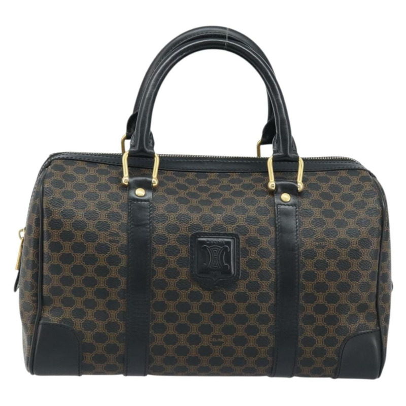 【日本直送】CELINE Macadam帆布迷你波士頓包 PVC皮革 黑色金色 正品 am10759V-12