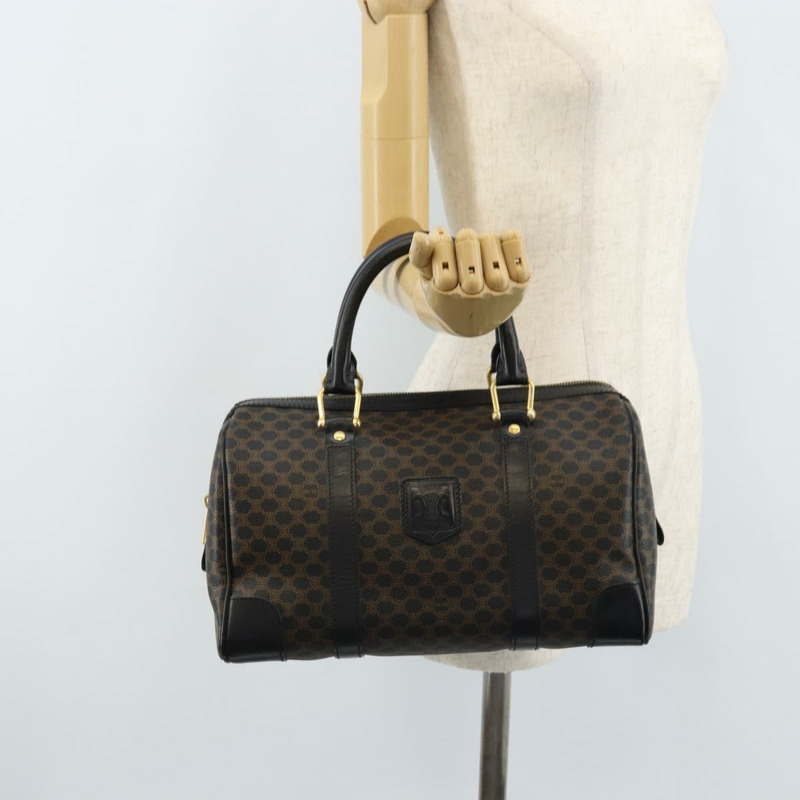 【日本直送】CELINE Macadam帆布迷你波士頓包 PVC皮革 黑色金色 正品 am10759V-23