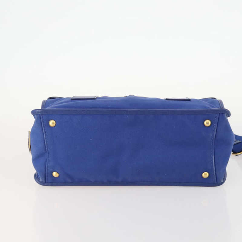【日本直送】PRADA 手提包 皮革帆布 兩用 藍色金色 正品 BA10762-4