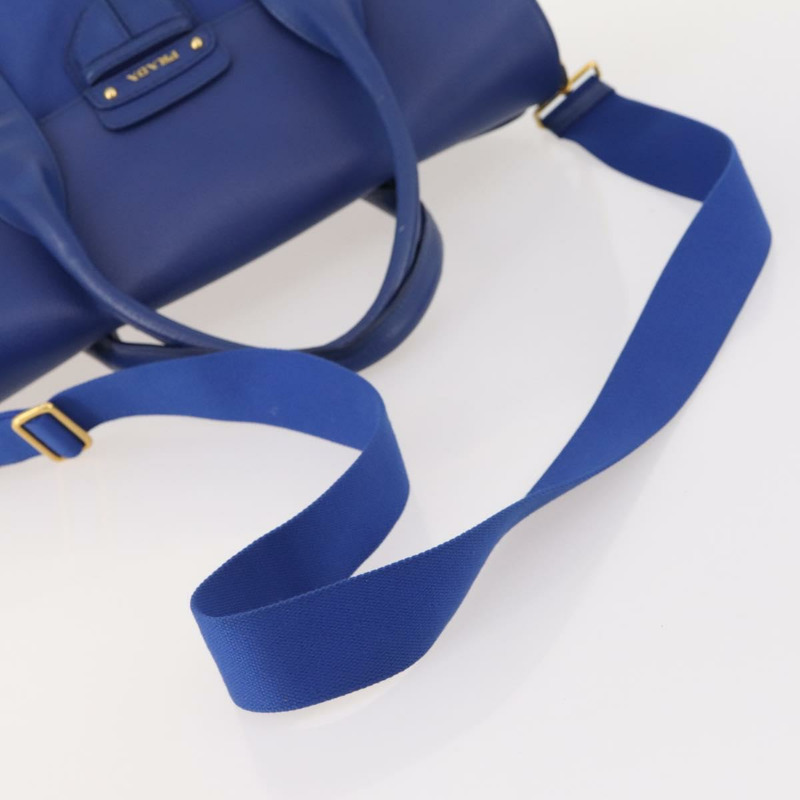 【日本直送】PRADA 手提包 皮革帆布 兩用 藍色金色 正品 BA10762-6