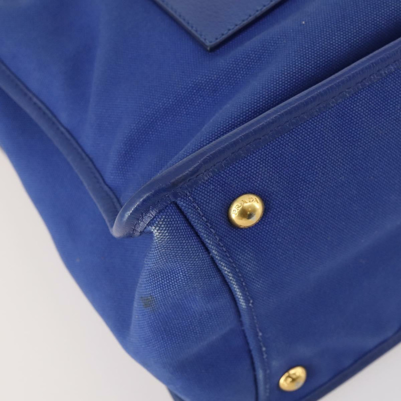 【日本直送】PRADA 手提包 皮革帆布 兩用 藍色金色 正品 BA10762-8