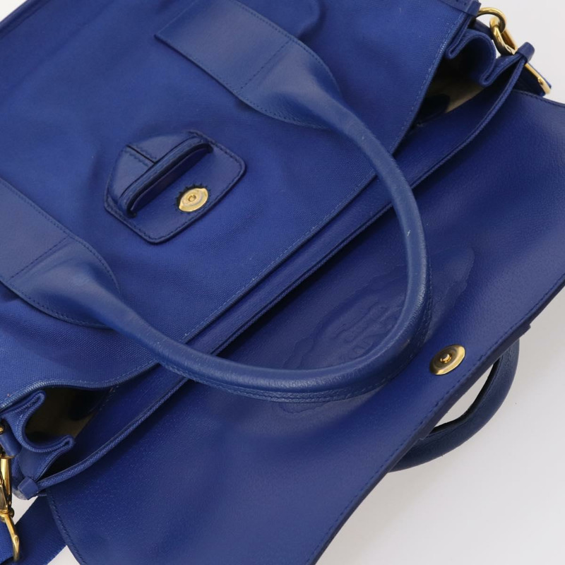 【日本直送】PRADA 手提包 皮革帆布 兩用 藍色金色 正品 BA10762-9