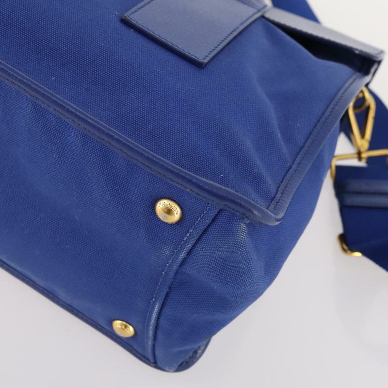 【日本直送】PRADA 手提包 皮革帆布 兩用 藍色金色 正品 BA10762-15
