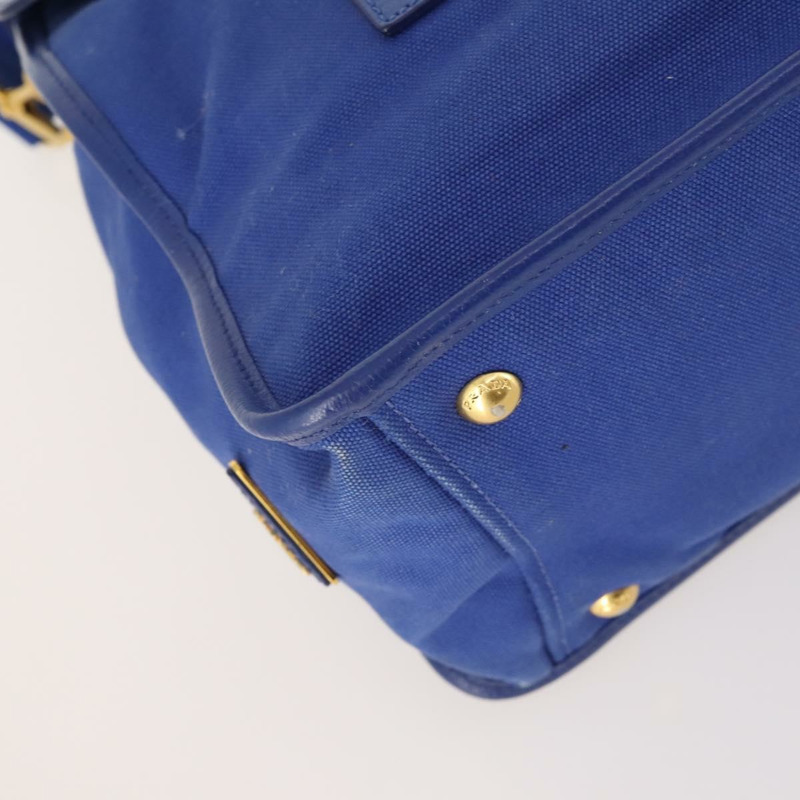 【日本直送】PRADA 手提包 皮革帆布 兩用 藍色金色 正品 BA10762-16