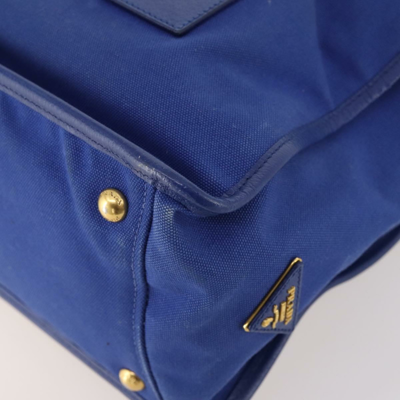 【日本直送】PRADA 手提包 皮革帆布 兩用 藍色金色 正品 BA10762-17