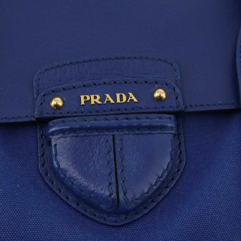 【日本直送】PRADA 手提包 皮革帆布 兩用 藍色金色 正品 BA10762-19