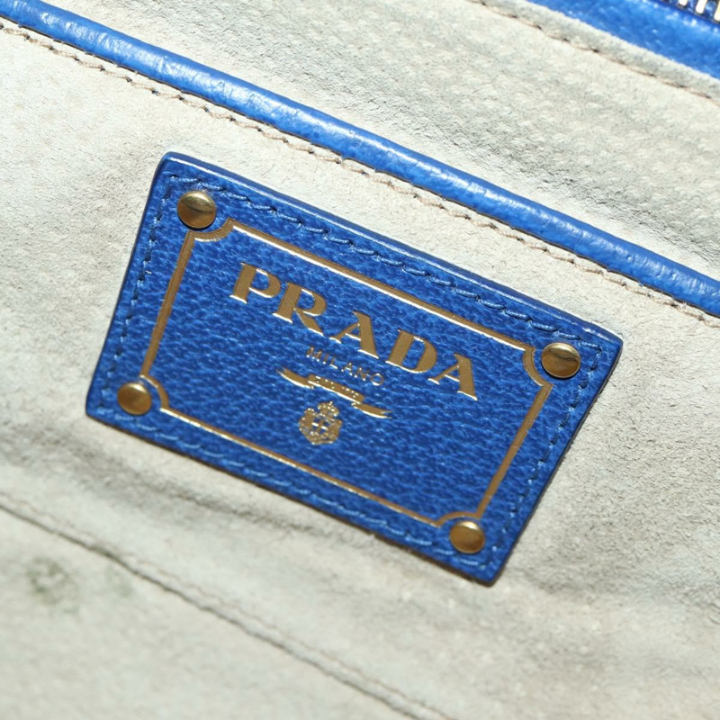 【日本直送】PRADA 手提包 皮革帆布 兩用 藍色金色 正品 BA10762-22