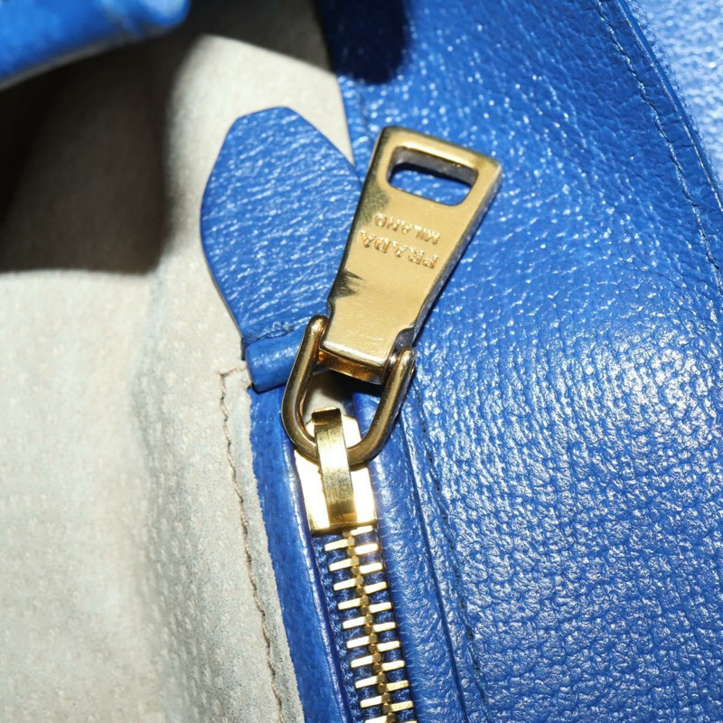 【日本直送】PRADA 手提包 皮革帆布 兩用 藍色金色 正品 BA10762-23