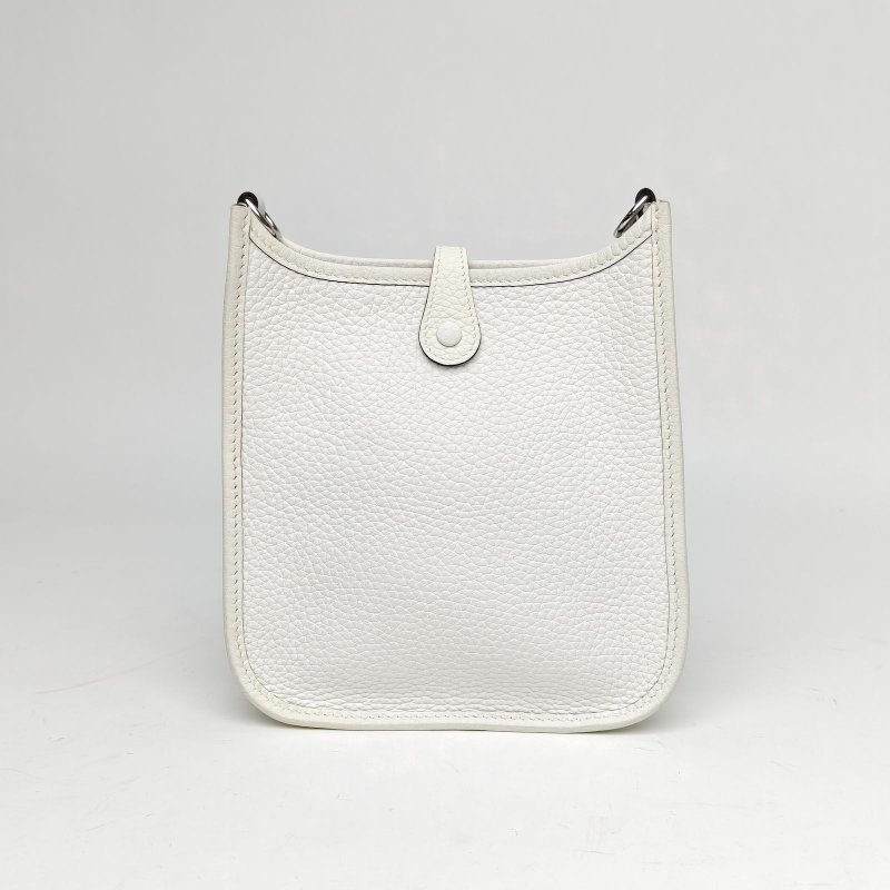 HERMES EvelyneMini160U新白色TC皮W刻銀扣肩背包-2