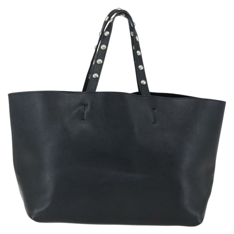 【日本直送】CELINE 鉚釘手提包 皮革 黑色 銀色 Auth mr2054-1