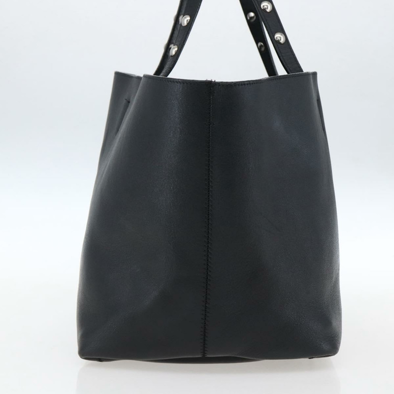【日本直送】CELINE 鉚釘手提包 皮革 黑色 銀色 Auth mr2054-2