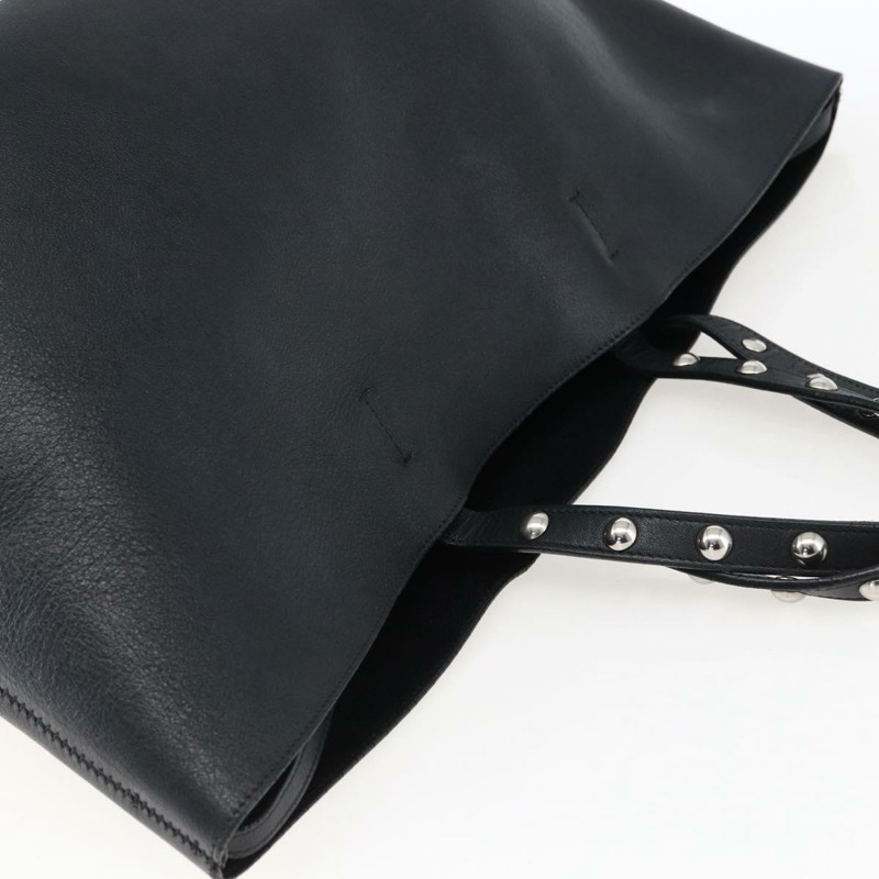 【日本直送】CELINE 鉚釘手提包 皮革 黑色 銀色 Auth mr2054-5