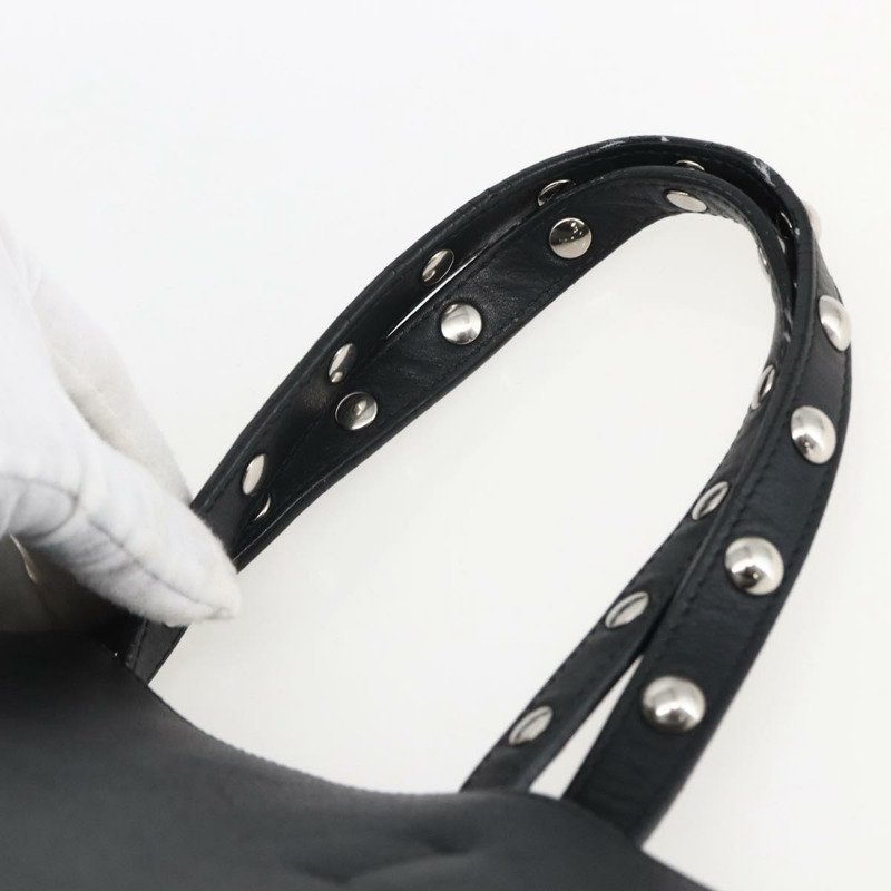 【日本直送】CELINE 鉚釘手提包 皮革 黑色 銀色 Auth mr2054-7