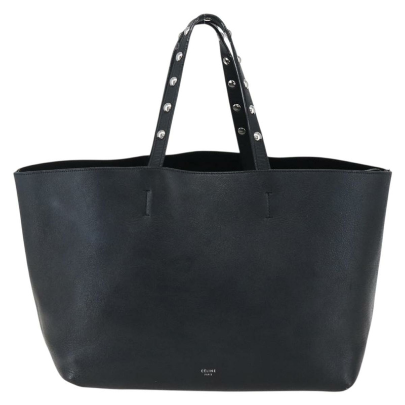 【日本直送】CELINE 鉚釘手提包 皮革 黑色 銀色 Auth mr2054-12