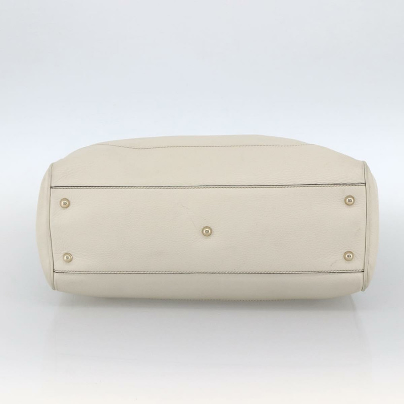 【日本直送】GUCCI 竹節手提包 皮革 白色 金色 282317 Auth mr2074-4