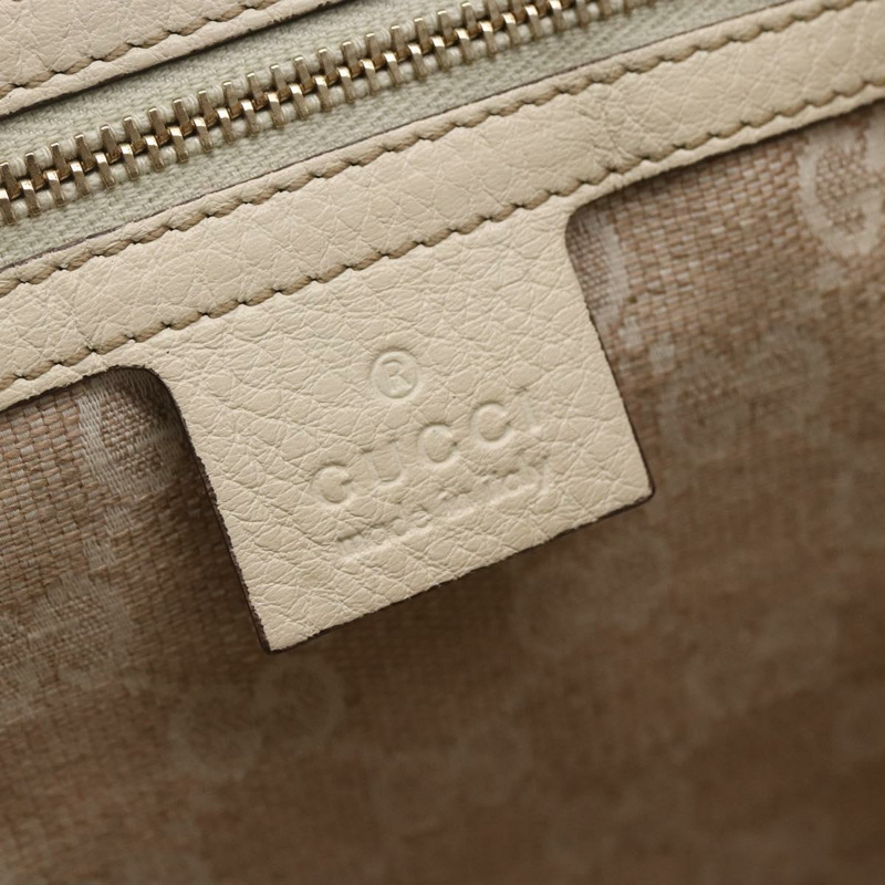 【日本直送】GUCCI 竹節手提包 皮革 白色 金色 282317 Auth mr2074-9