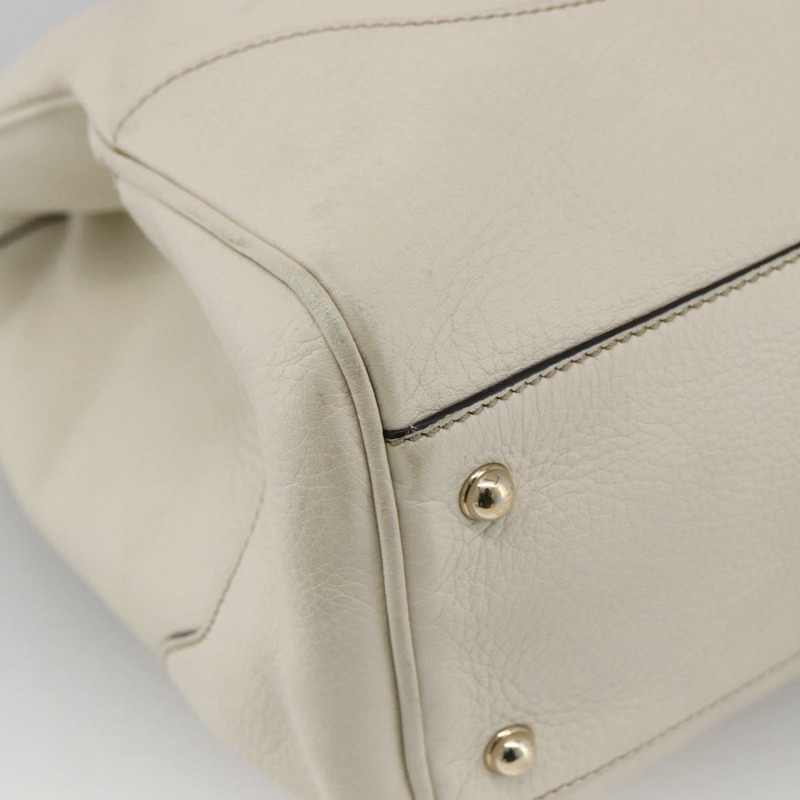 【日本直送】GUCCI 竹節手提包 皮革 白色 金色 282317 Auth mr2074-13