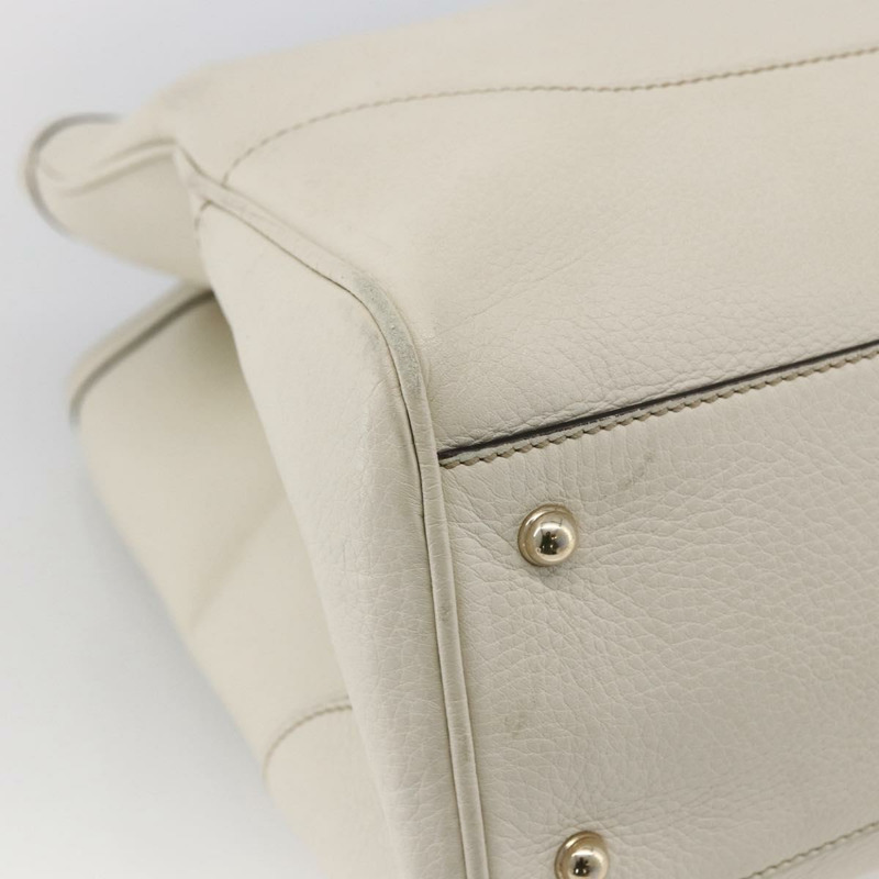 【日本直送】GUCCI 竹節手提包 皮革 白色 金色 282317 Auth mr2074-15