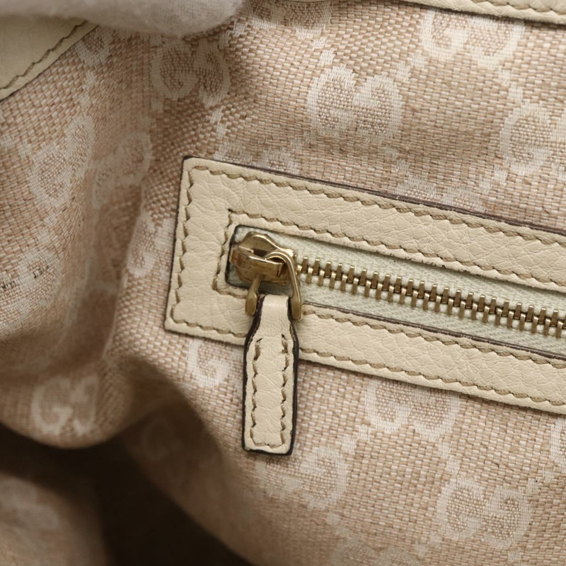 【日本直送】GUCCI 竹節手提包 皮革 白色 金色 282317 Auth mr2074-18