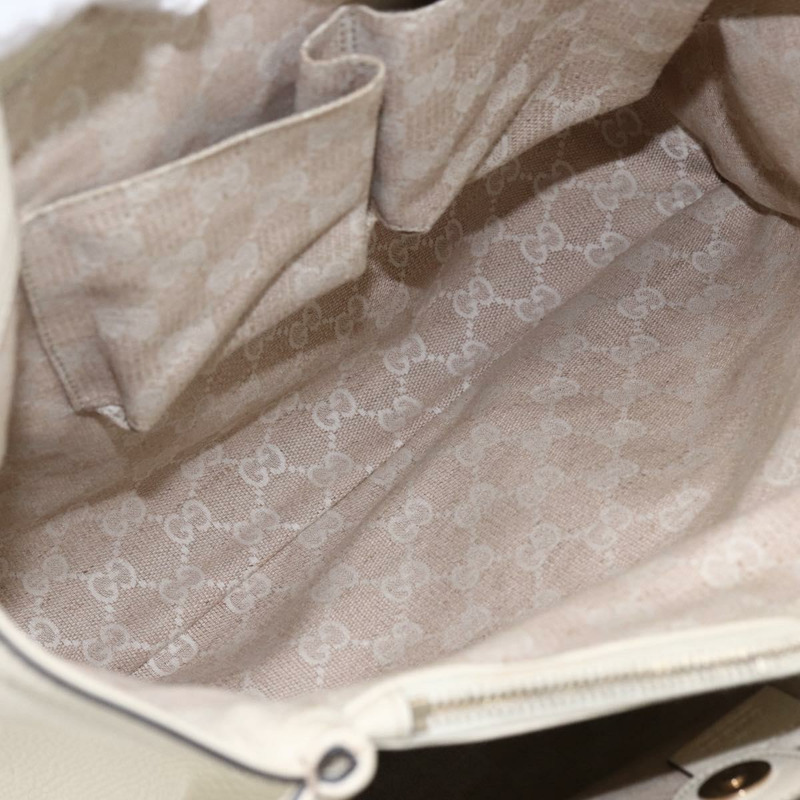 【日本直送】GUCCI 竹節手提包 皮革 白色 金色 282317 Auth mr2074-22