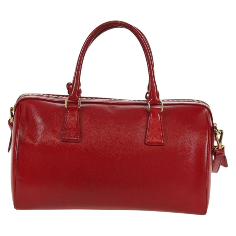 【日本直送】PRADA 手提包 Safiano 皮革 2way 紅色金色 Auth mr2038-1