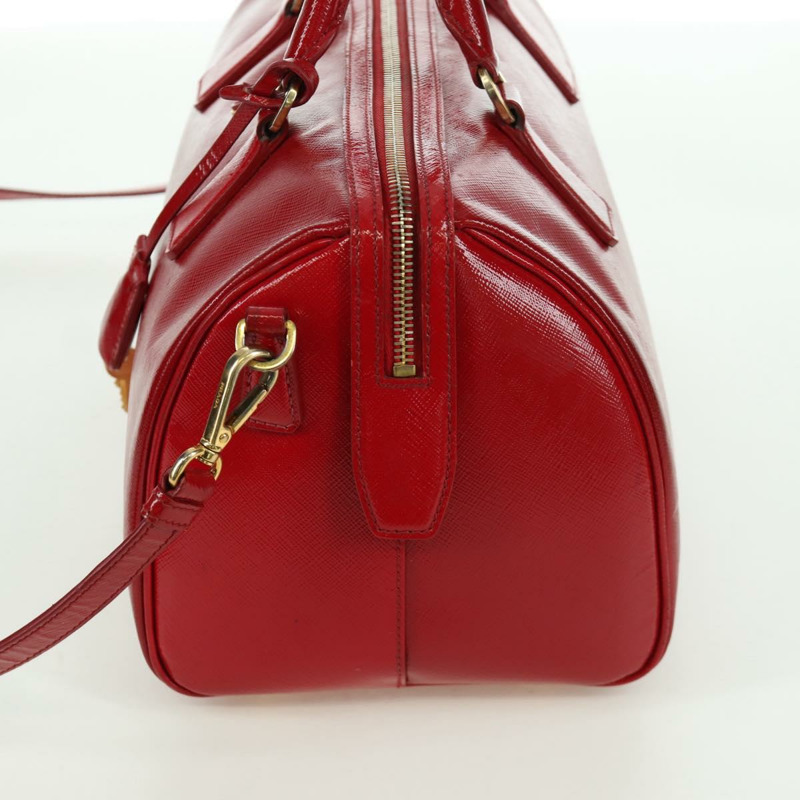 【日本直送】PRADA 手提包 Safiano 皮革 2way 紅色金色 Auth mr2038-2