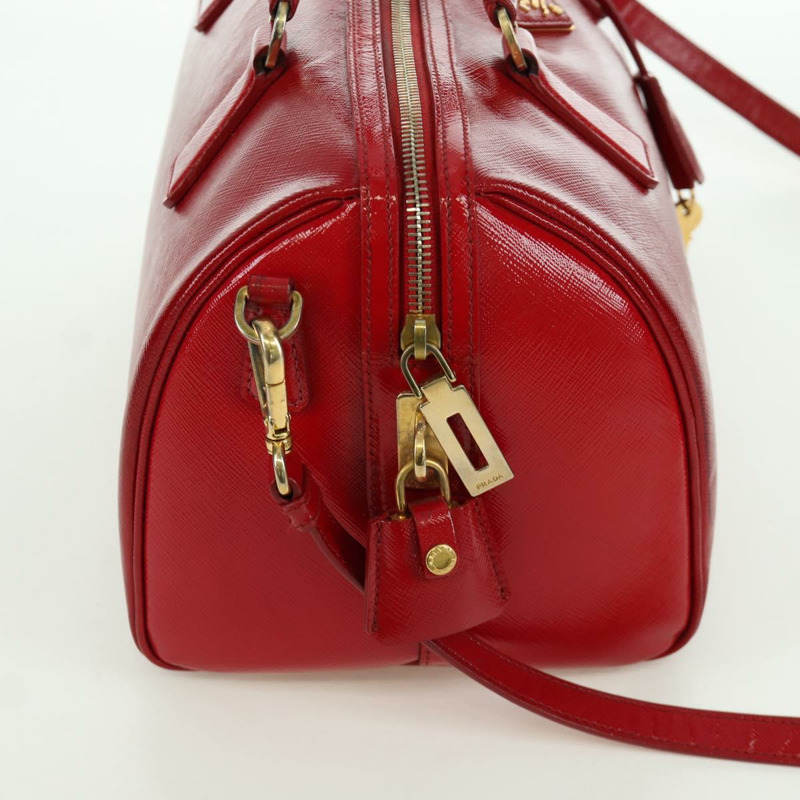 【日本直送】PRADA 手提包 Safiano 皮革 2way 紅色金色 Auth mr2038-3