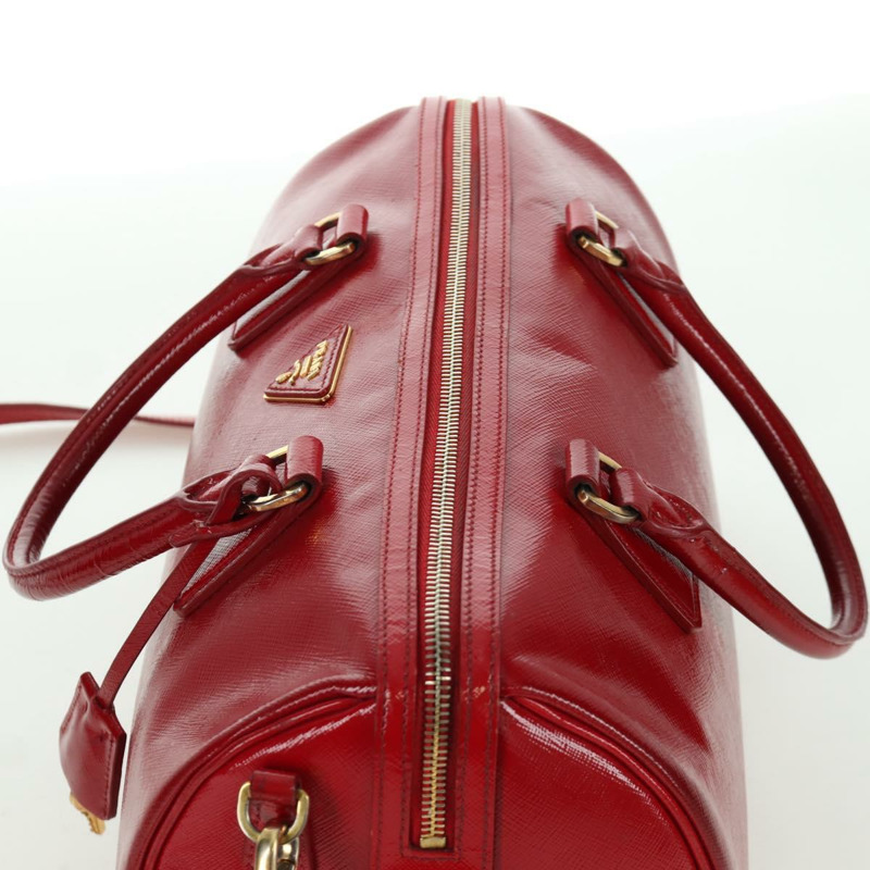【日本直送】PRADA 手提包 Safiano 皮革 2way 紅色金色 Auth mr2038-6