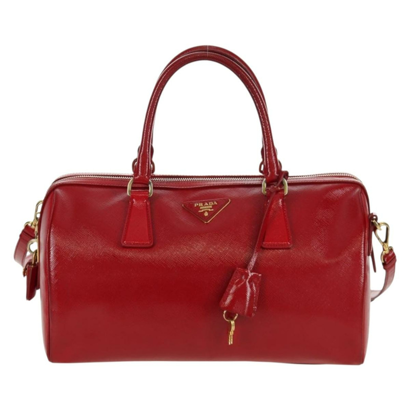 【日本直送】PRADA 手提包 Safiano 皮革 2way 紅色金色 Auth mr2038-12