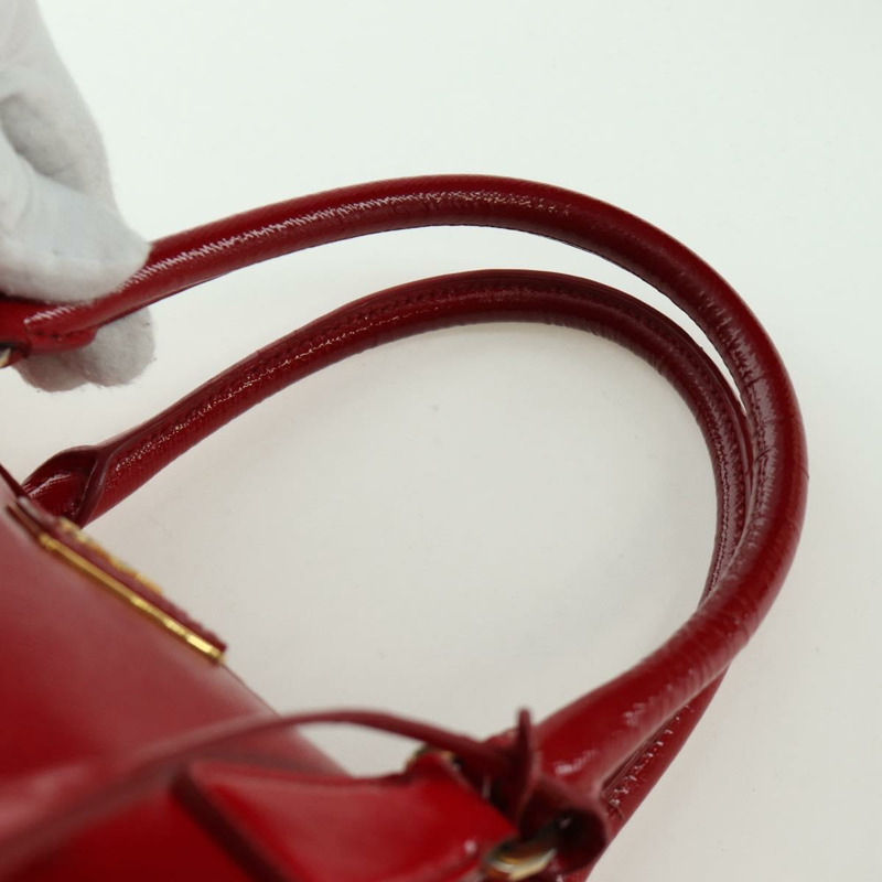 【日本直送】PRADA 手提包 Safiano 皮革 2way 紅色金色 Auth mr2038-13