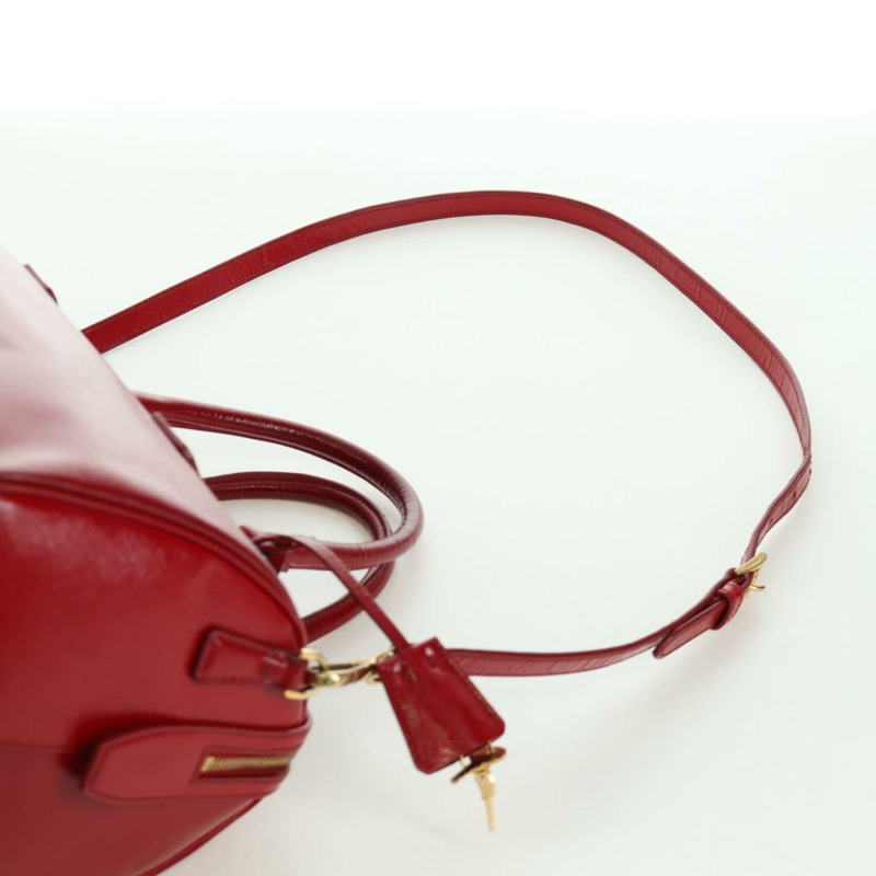 【日本直送】PRADA 手提包 Safiano 皮革 2way 紅色金色 Auth mr2038-14