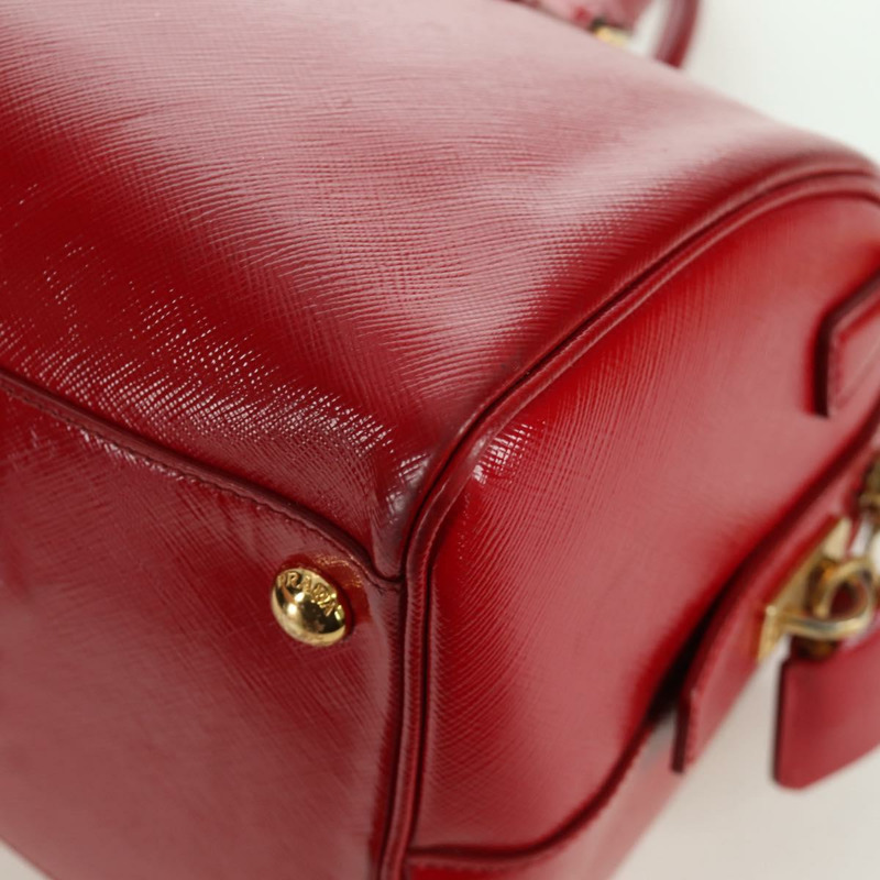 【日本直送】PRADA 手提包 Safiano 皮革 2way 紅色金色 Auth mr2038-18