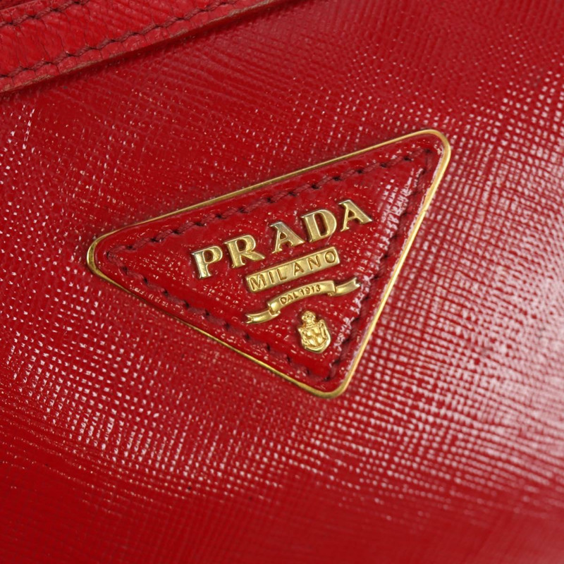 【日本直送】PRADA 手提包 Safiano 皮革 2way 紅色金色 Auth mr2038-19