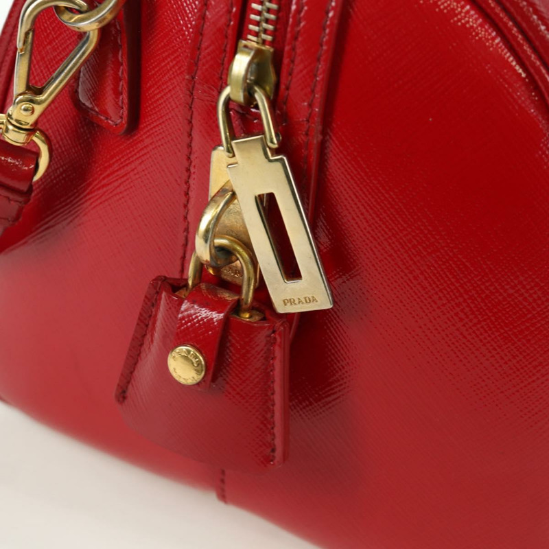 【日本直送】PRADA 手提包 Safiano 皮革 2way 紅色金色 Auth mr2038-20