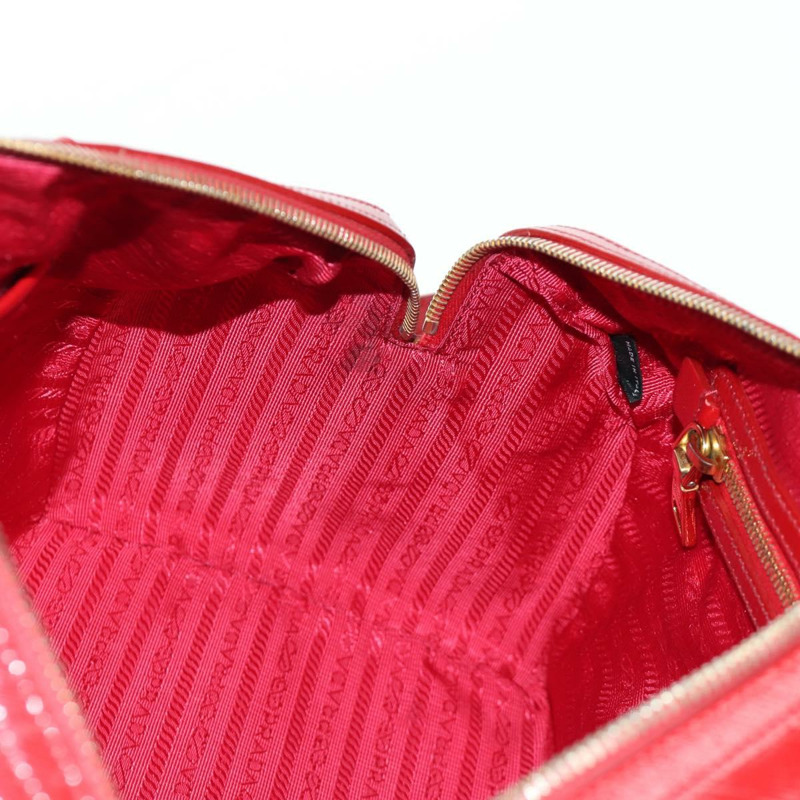 【日本直送】PRADA 手提包 Safiano 皮革 2way 紅色金色 Auth mr2038-22