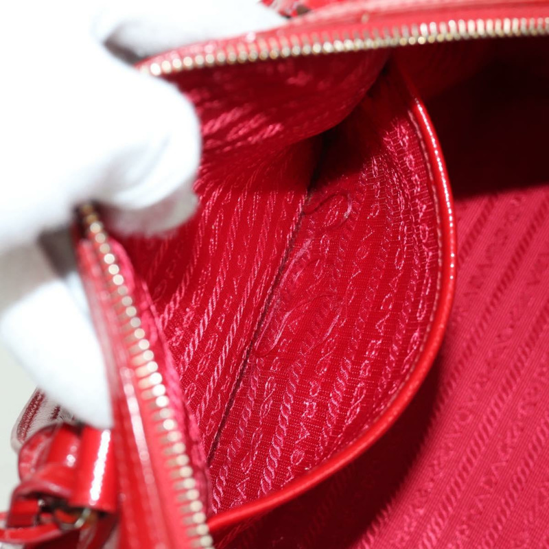 【日本直送】PRADA 手提包 Safiano 皮革 2way 紅色金色 Auth mr2038-24