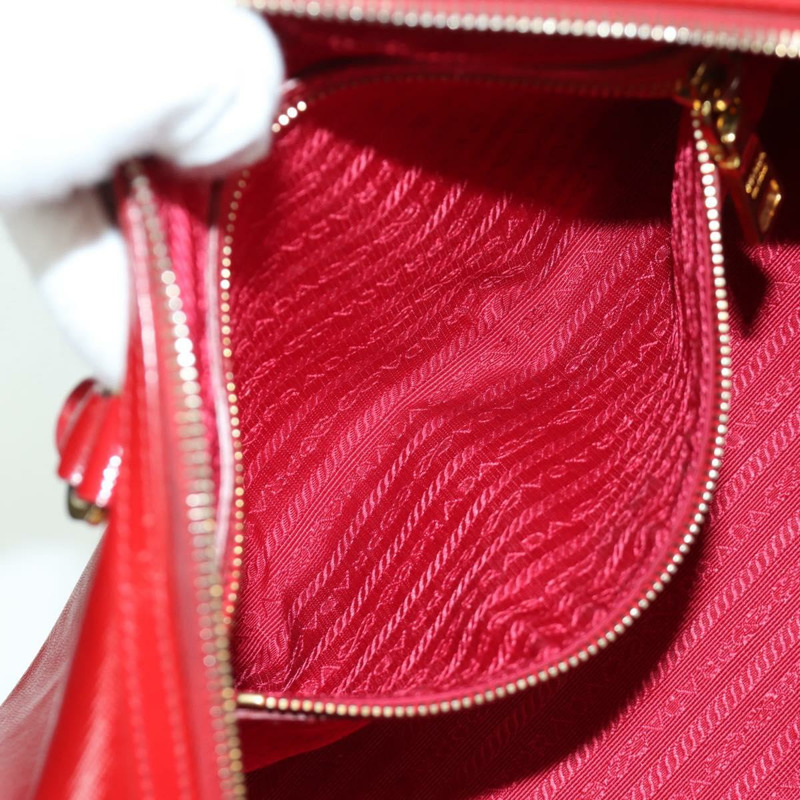 【日本直送】PRADA 手提包 Safiano 皮革 2way 紅色金色 Auth mr2038-26