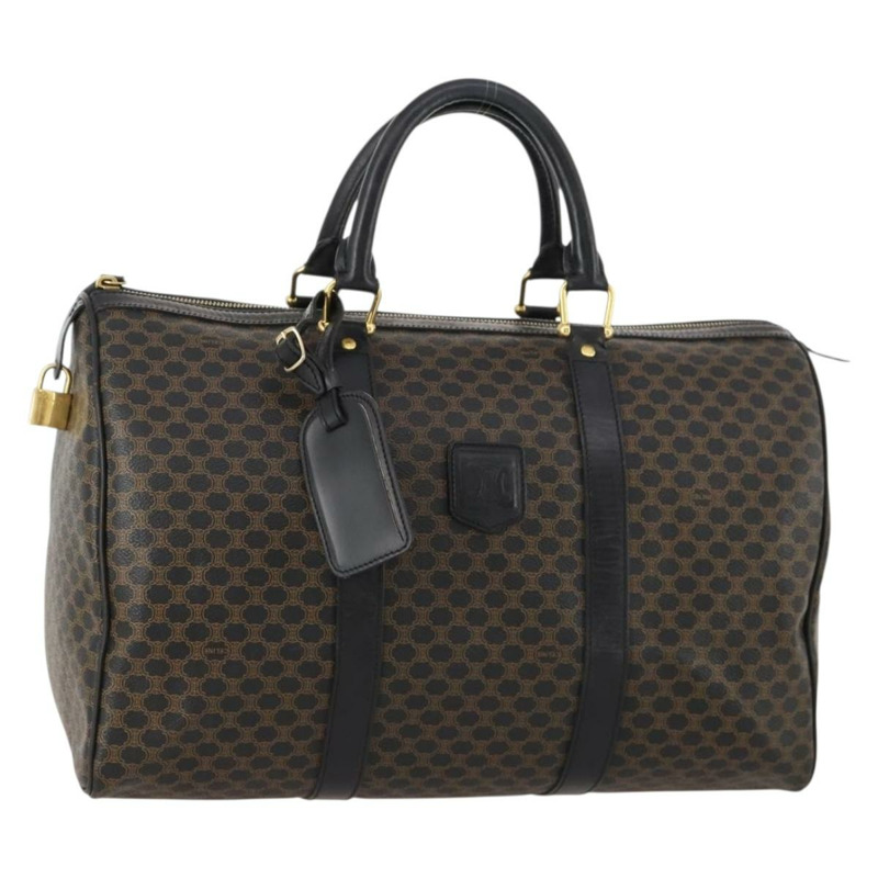 【日本直送】CELINE Macadam帆布波士頓包 PVC皮革 黑色 金色 Auth mr2010-0