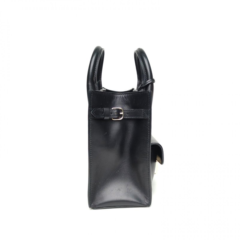 BALENCIAGA 黑色牛皮巴黎世家Padlock豎版風琴包手提托特肩背包-3