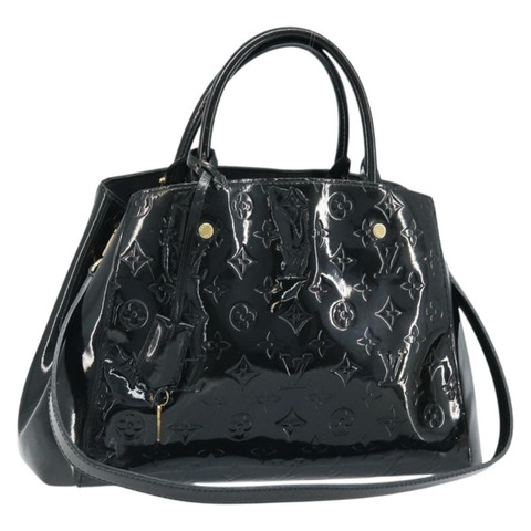路易威登 Monogram Vernis Montaigne 中型手提包 Noir M50168 LV 正品 172893