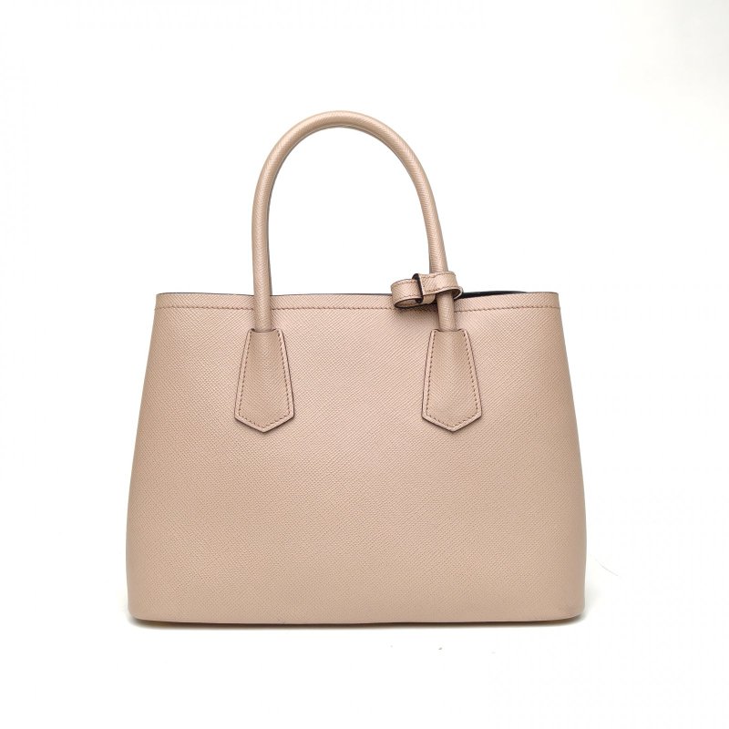 PRADA Double手提單肩包小號奶茶色牛皮金扣肩背包-2