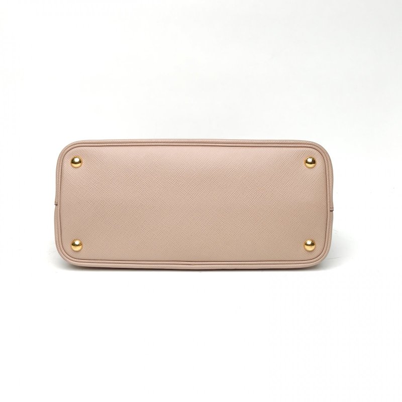 PRADA Double手提單肩包小號奶茶色牛皮金扣肩背包-4