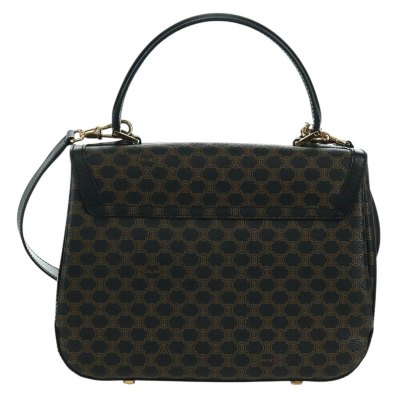 【日本直送】CELINE Circle Macadam帆布手提包 PVC 2way 黑色金色 Auth 171461V-1