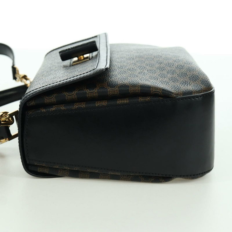 【日本直送】CELINE Circle Macadam帆布手提包 PVC 2way 黑色金色 Auth 171461V-2