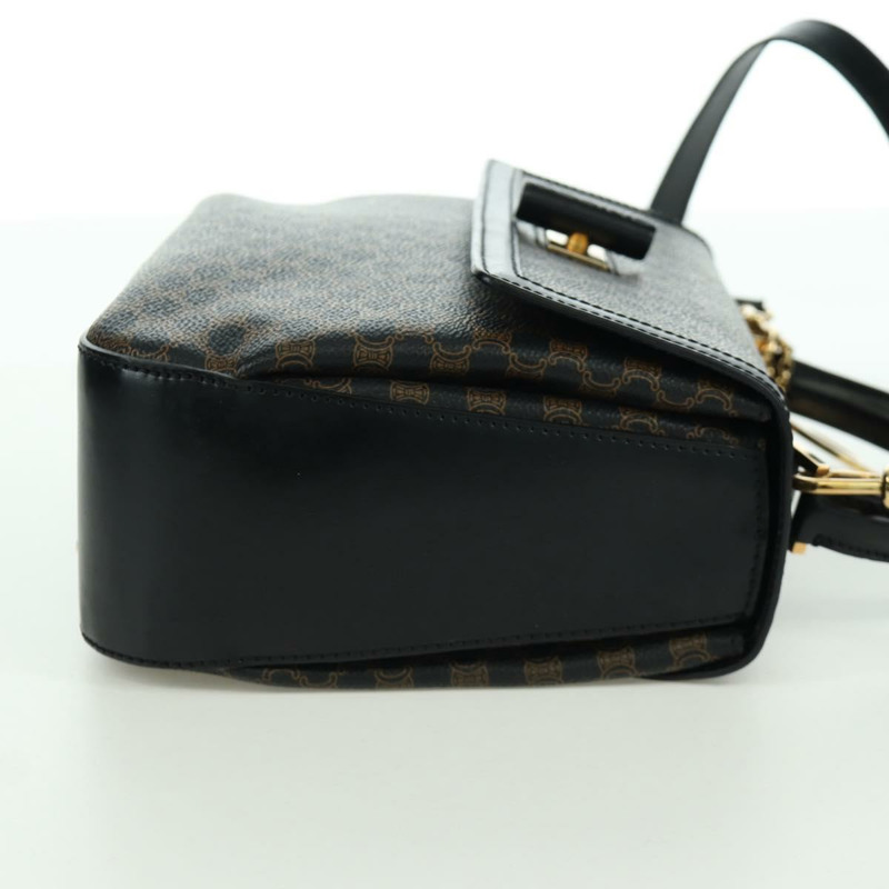 【日本直送】CELINE Circle Macadam帆布手提包 PVC 2way 黑色金色 Auth 171461V-3