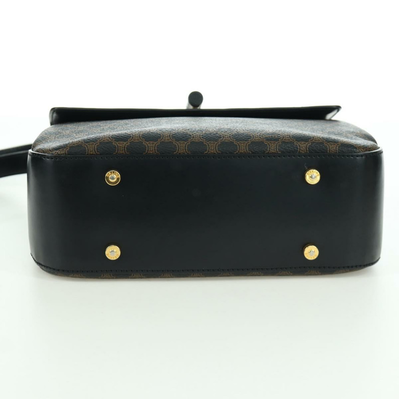 【日本直送】CELINE Circle Macadam帆布手提包 PVC 2way 黑色金色 Auth 171461V-4