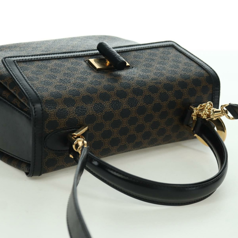 【日本直送】CELINE Circle Macadam帆布手提包 PVC 2way 黑色金色 Auth 171461V-5